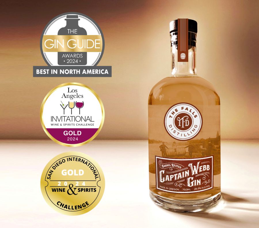 2024 Gold, Best of Class and Best in North America Award Winning Captain Webb Barrel Rested Gin